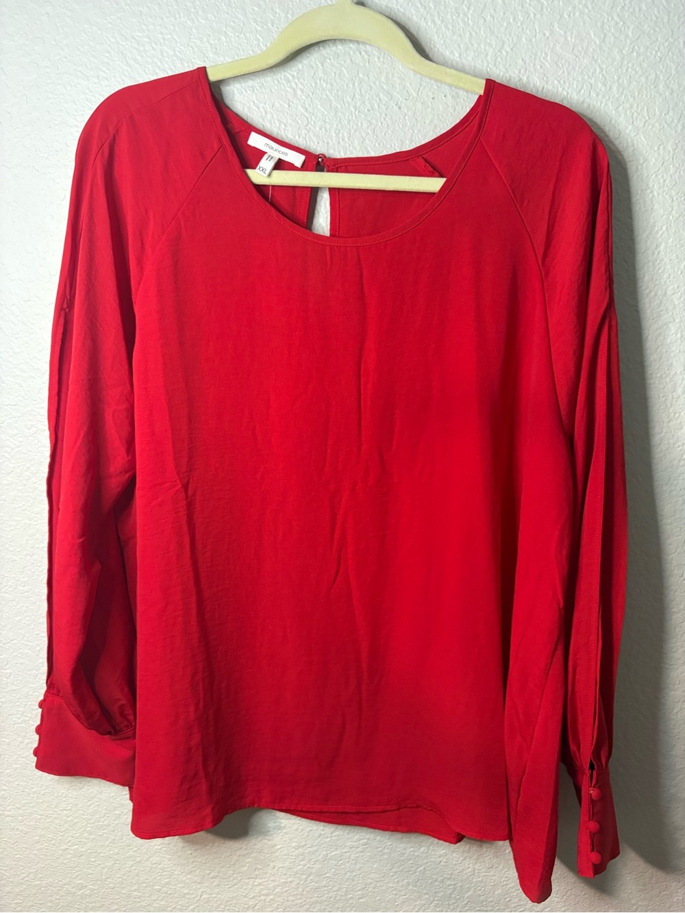 Maurices Red Long-Sleeve Scoop Neck Blouse